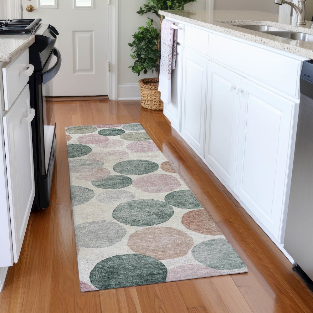 Machine Washable Indoor/Outdoor Chantille Salmon 2'3" x 7'6" Runner Rug. Picture 5