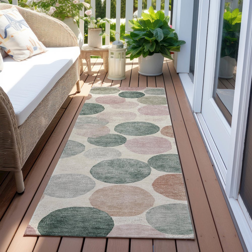 Machine Washable Indoor/Outdoor Chantille Salmon 2'3" x 7'6" Runner Rug. Picture 6