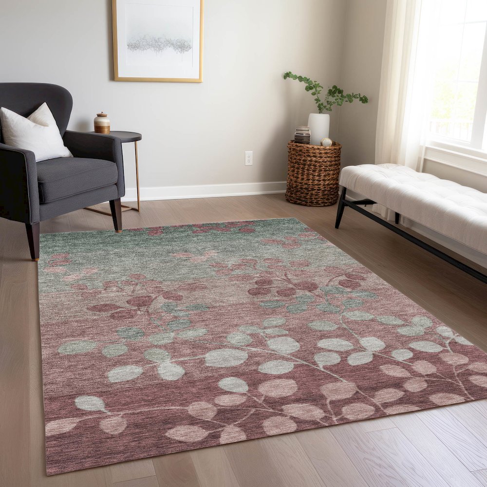 Machine Washable Indoor/Outdoor Chantille Blush 2'6" x 3'10" Rug. Picture 6
