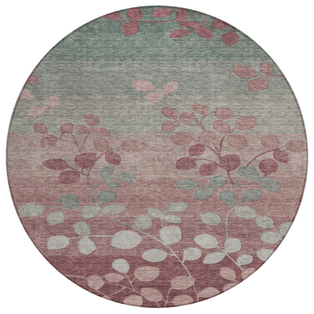 Machine Washable Indoor/Outdoor Chantille Blush 8' x 8' Round Rug. Picture 1