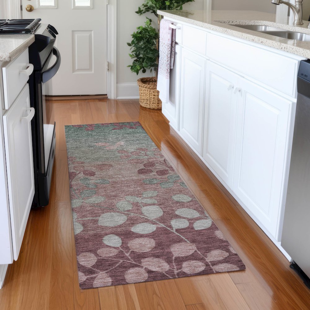 Machine Washable Indoor/Outdoor Chantille Blush 2'3" x 7'6" Runner Rug. Picture 5
