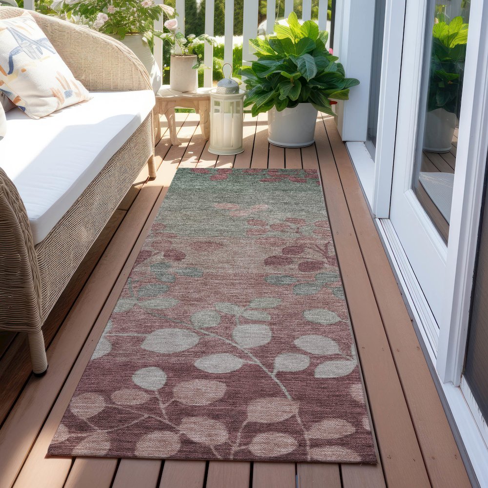 Machine Washable Indoor/Outdoor Chantille Blush 2'3" x 7'6" Runner Rug. Picture 6