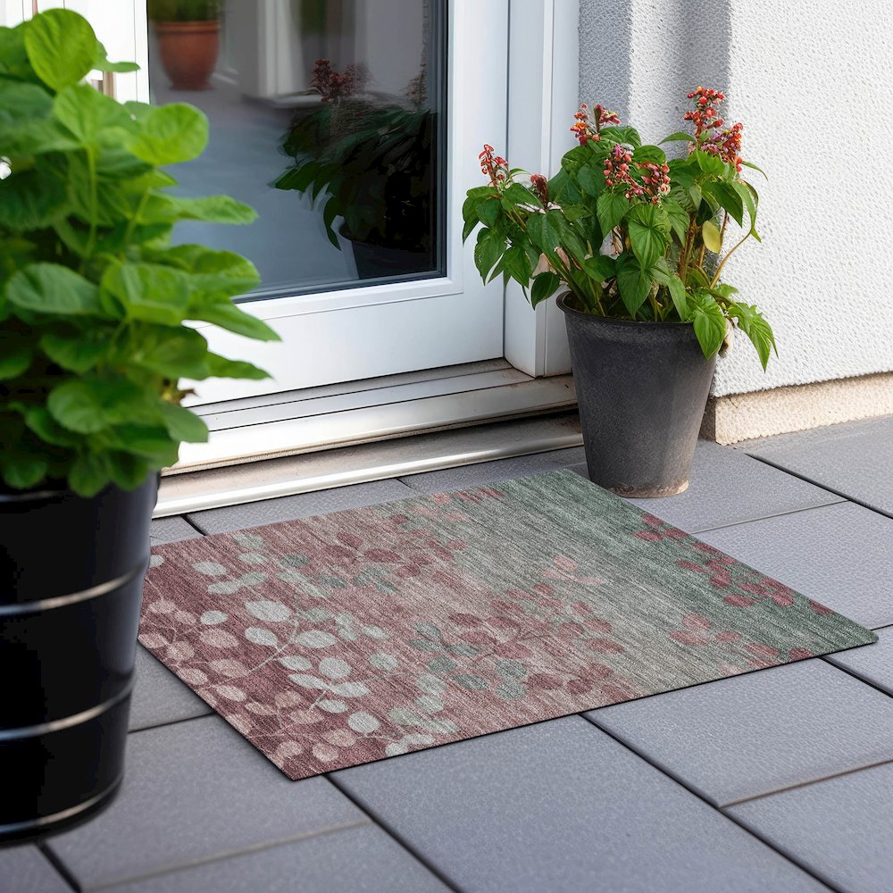 Machine Washable Indoor/Outdoor Chantille Blush 1'8" x 2'6" Rug. Picture 6