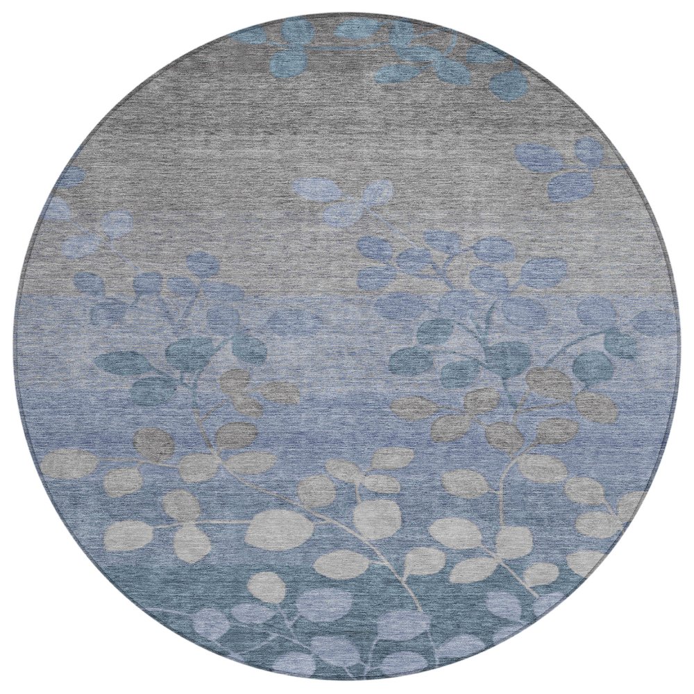 Machine Washable Indoor/Outdoor Chantille Denim 8' x 8' Round Rug. Picture 1