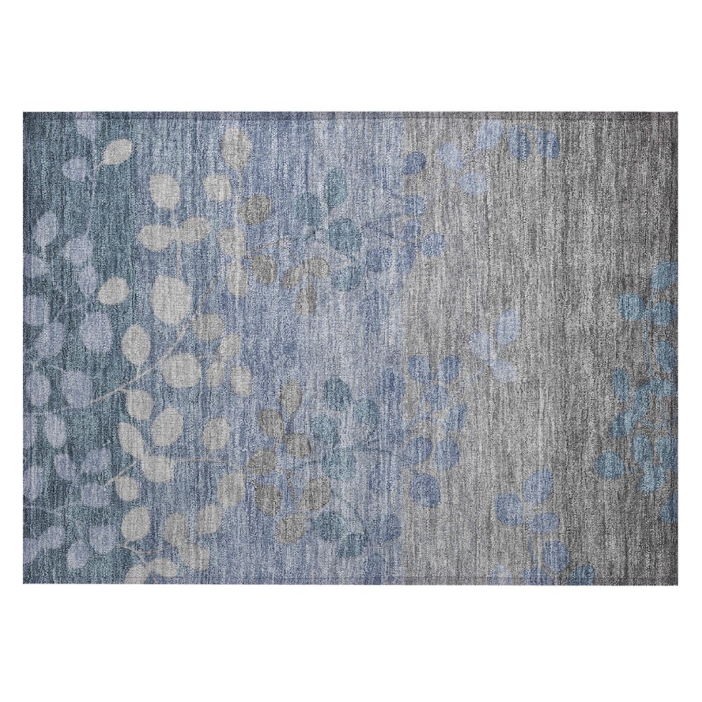 Machine Washable Indoor/Outdoor Chantille Denim 1'8" x 2'6" Rug. Picture 1
