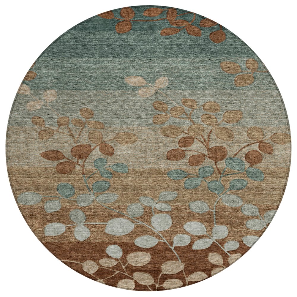Machine Washable Indoor/Outdoor Chantille Mocha 8' x 8' Round Rug. Picture 1