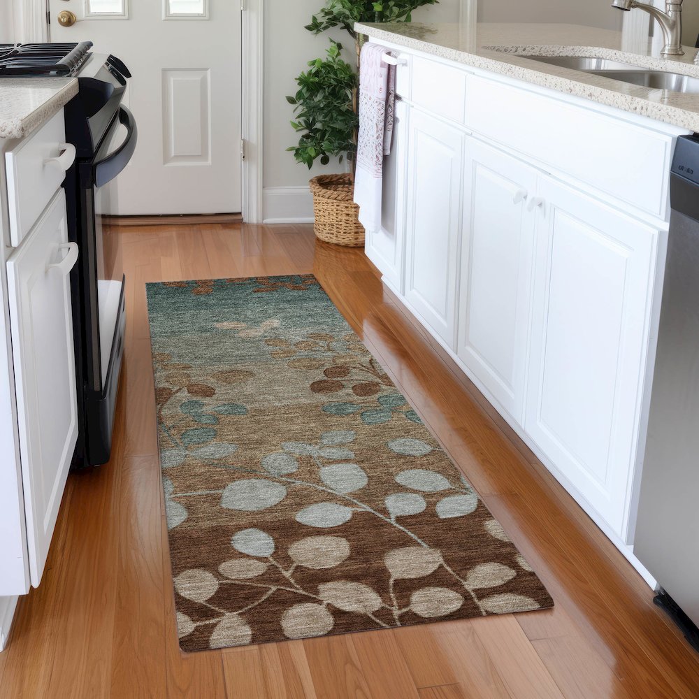 Machine Washable Indoor/Outdoor Chantille Mocha 2'3" x 7'6" Runner Rug. Picture 5