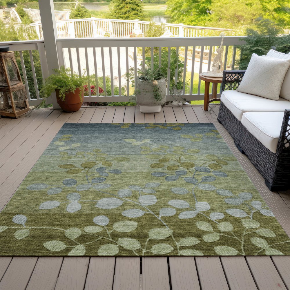 Machine Washable Indoor/Outdoor Chantille Olive 2'6" x 3'10" Rug. Picture 8
