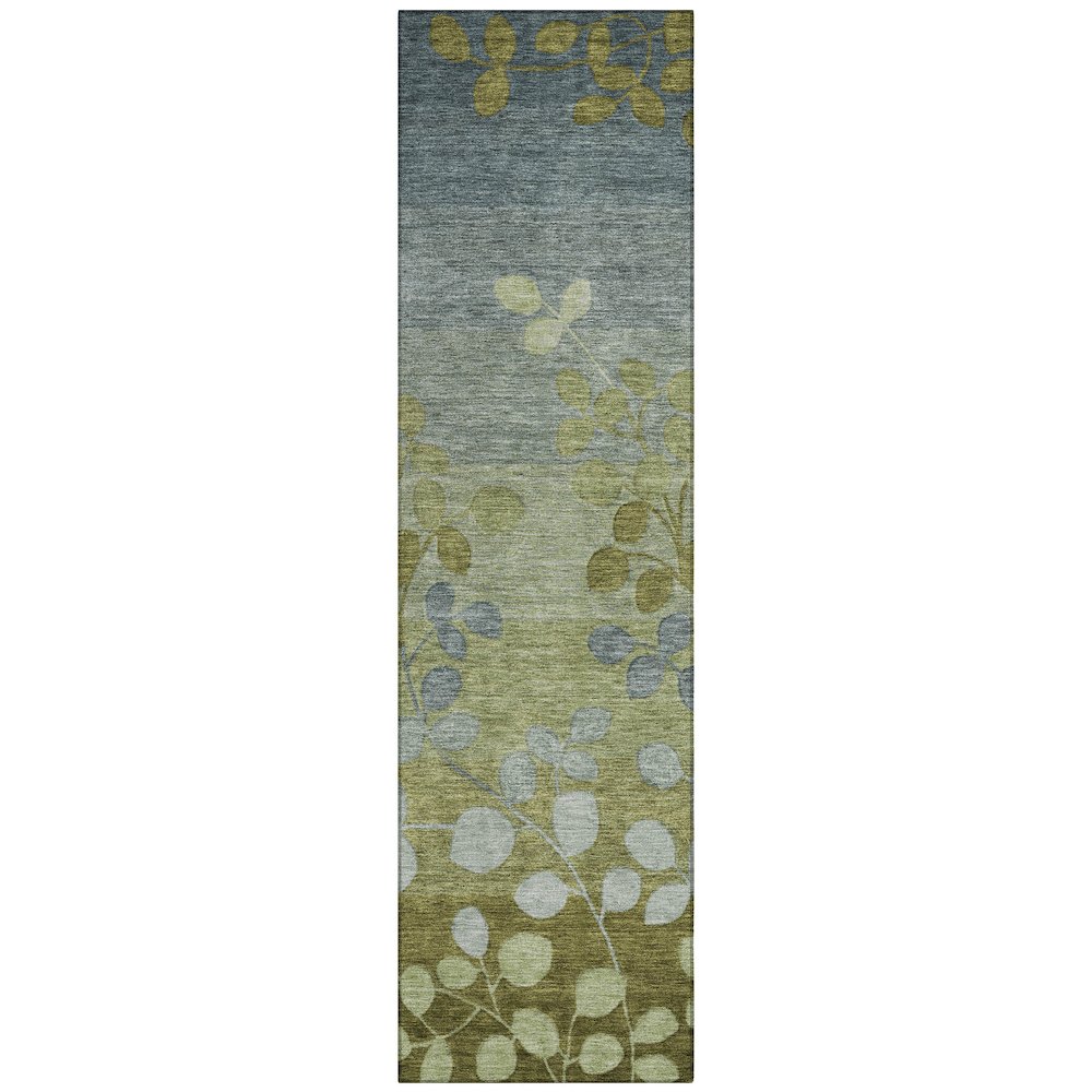 Machine Washable Indoor/Outdoor Chantille Olive 2'3" x 7'6" Runner Rug. Picture 1