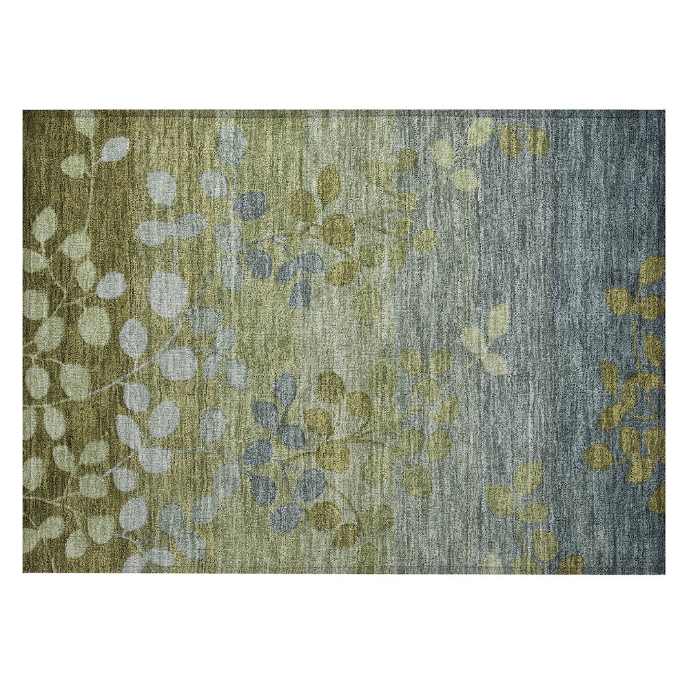 Machine Washable Indoor/Outdoor Chantille Olive 1'8" x 2'6" Rug. Picture 1