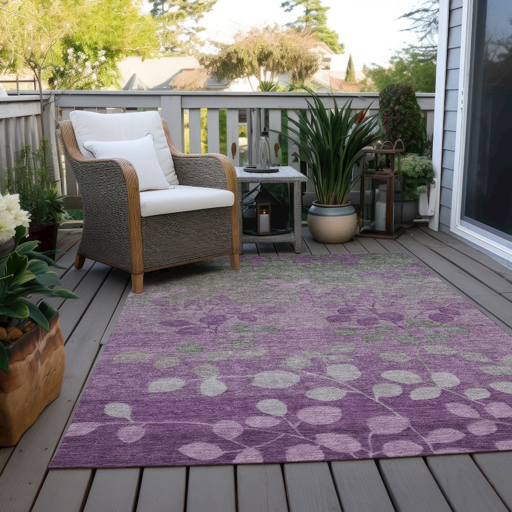 Machine Washable Indoor/Outdoor Chantille Purple 2'6" x 3'10" Rug. Picture 7