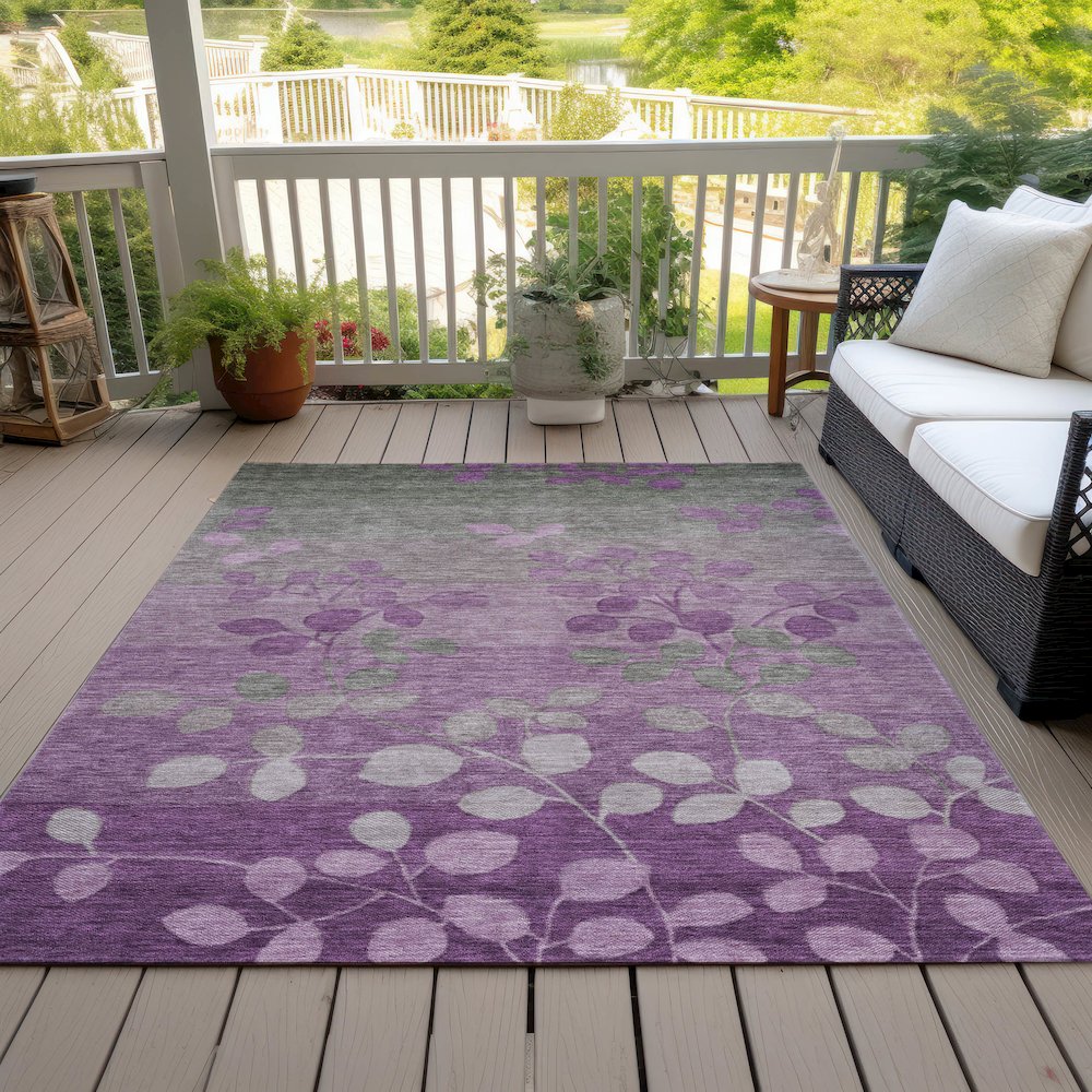 Machine Washable Indoor/Outdoor Chantille Purple 2'6" x 3'10" Rug. Picture 8