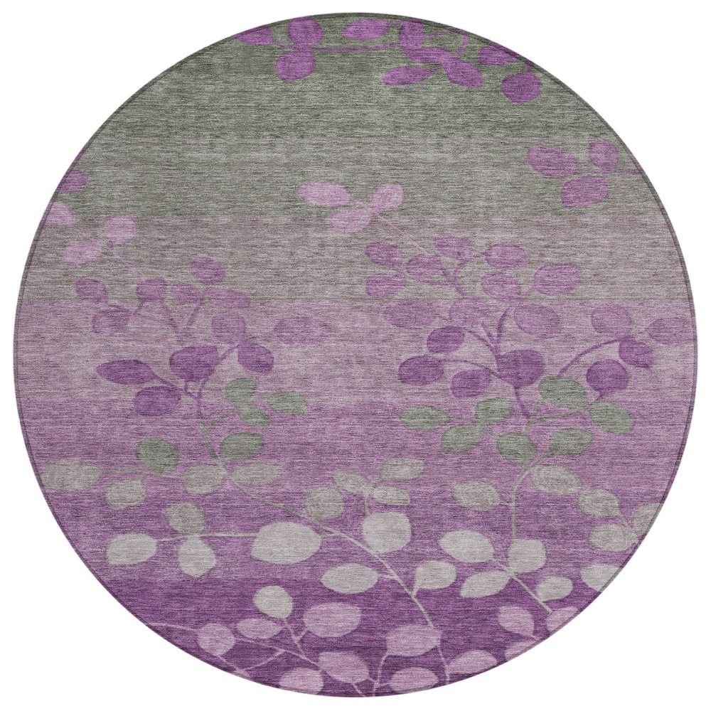 Machine Washable Indoor/Outdoor Chantille Purple 8' x 8' Round Rug. Picture 1