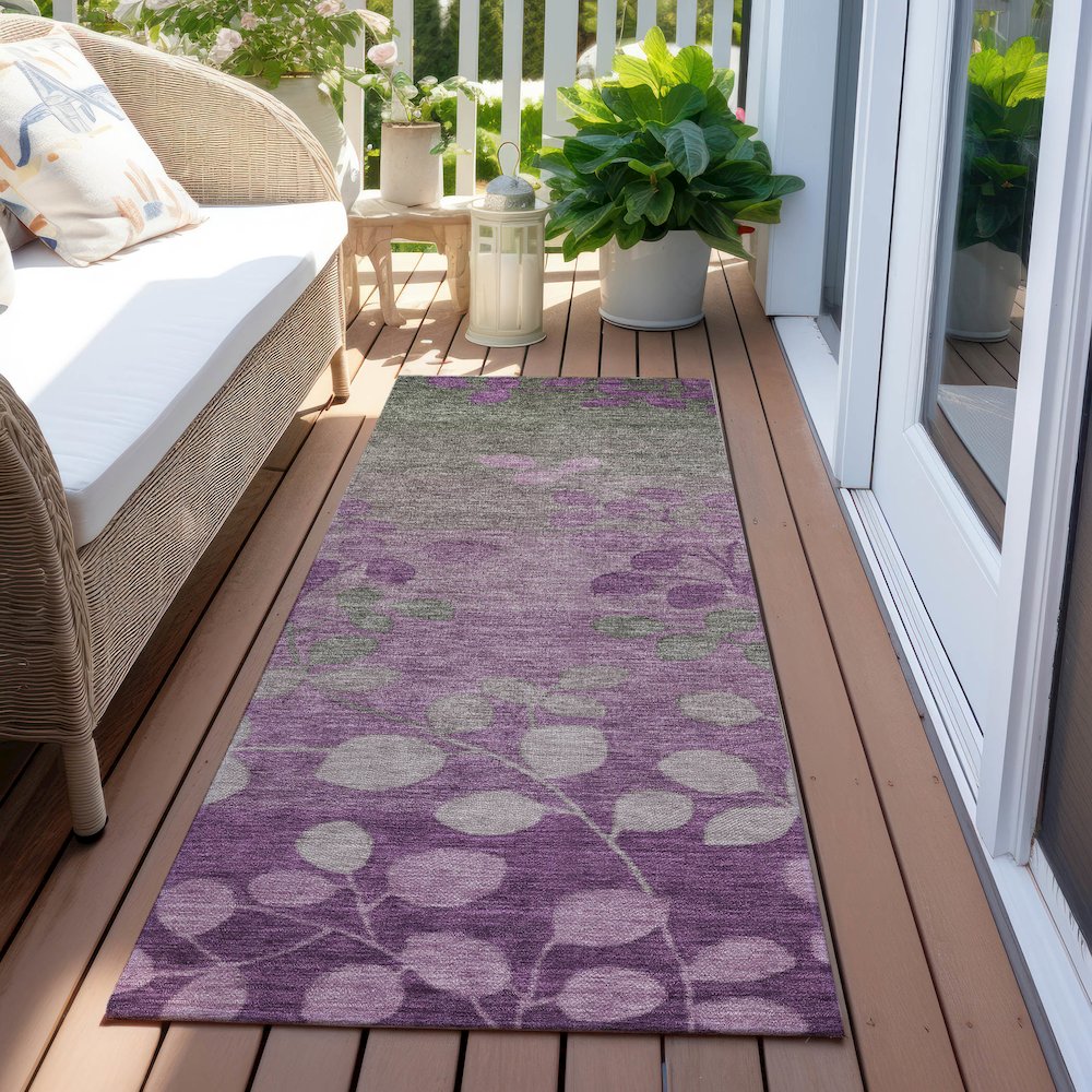 Machine Washable Indoor/Outdoor Chantille Purple 2'3" x 7'6" Runner Rug. Picture 6