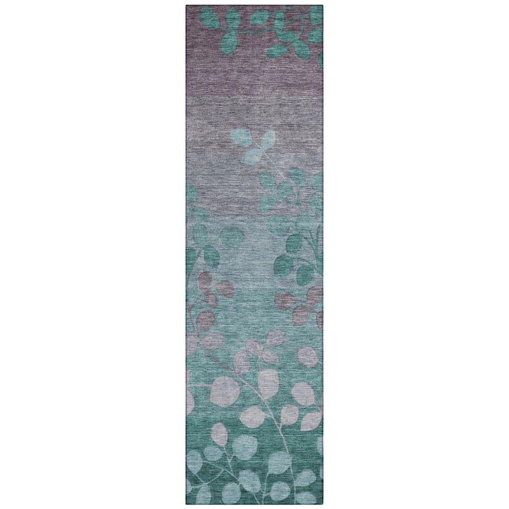 Machine Washable Indoor/Outdoor Chantille Teal 2'3" x 7'6" Runner Rug. Picture 1