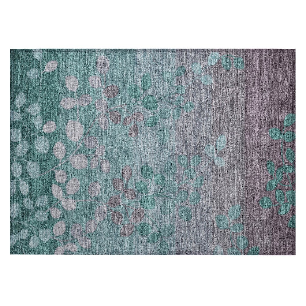 Machine Washable Indoor/Outdoor Chantille Teal 1'8" x 2'6" Rug. Picture 1