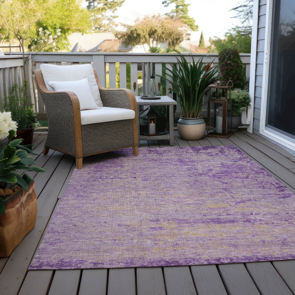Machine Washable Indoor/Outdoor Chantille Purple 2'6" x 3'10" Rug. Picture 7