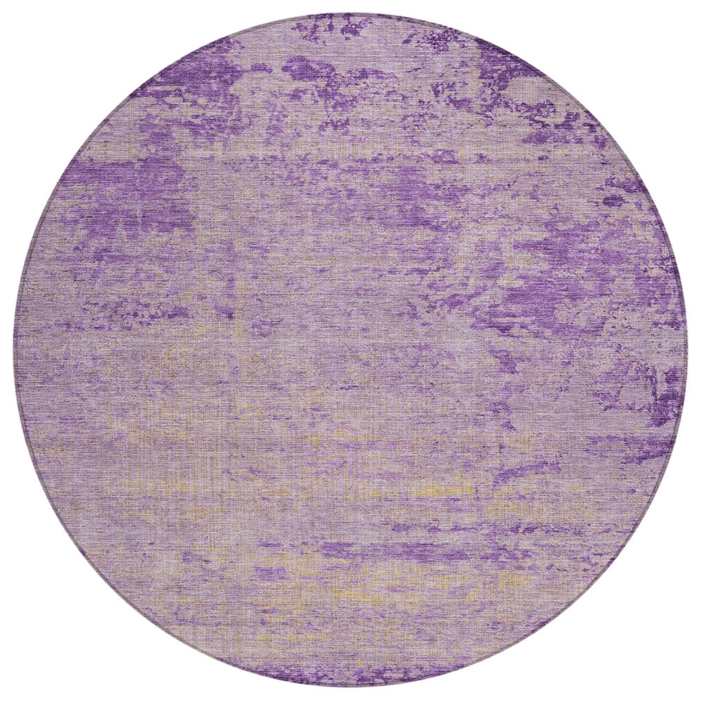 Machine Washable Indoor/Outdoor Chantille Purple 8' x 8' Round Rug. Picture 1