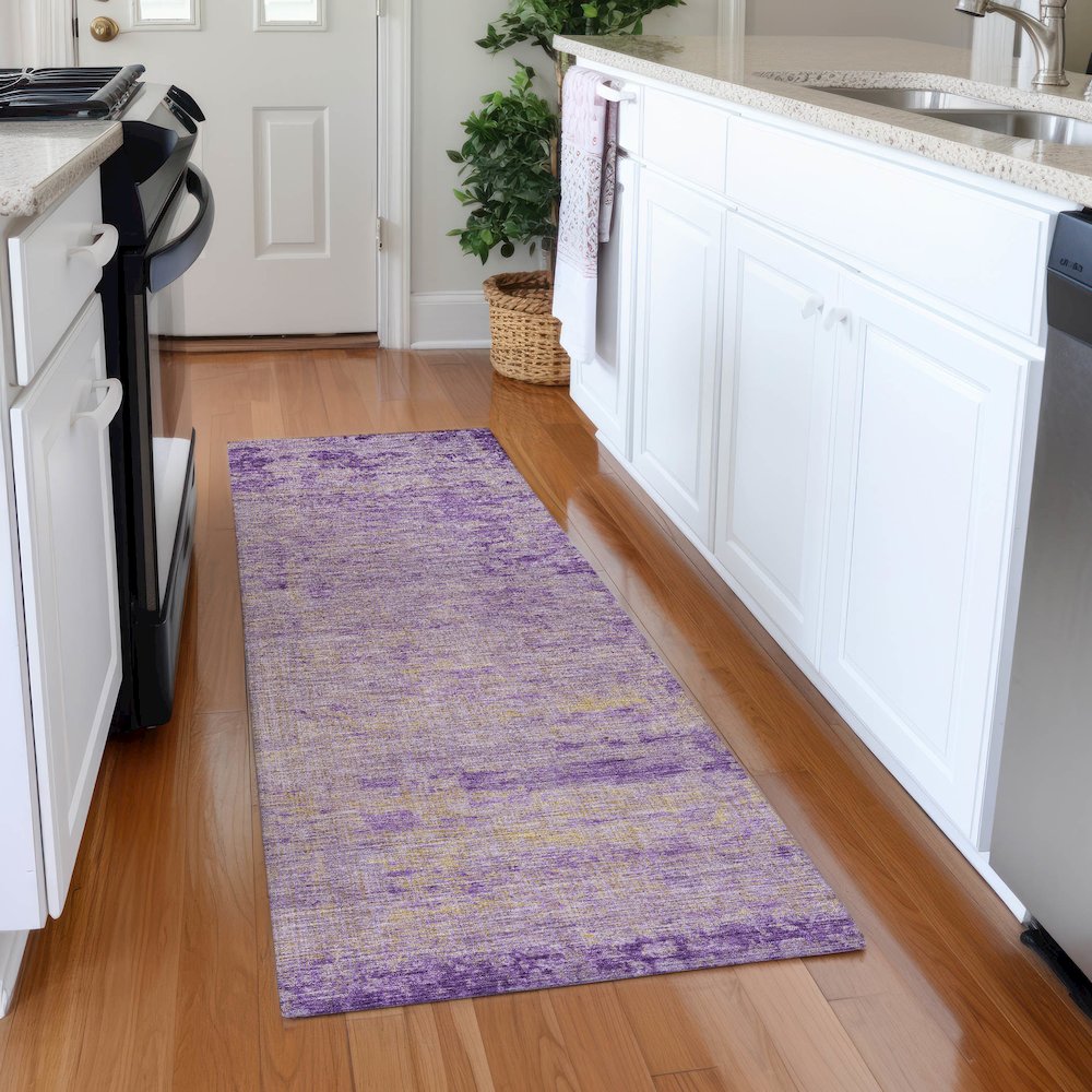 Machine Washable Indoor/Outdoor Chantille Purple 2'3" x 7'6" Runner Rug. Picture 5