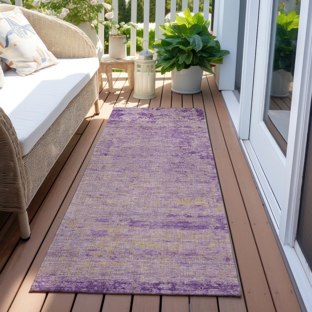 Machine Washable Indoor/Outdoor Chantille Purple 2'3" x 7'6" Runner Rug. Picture 6