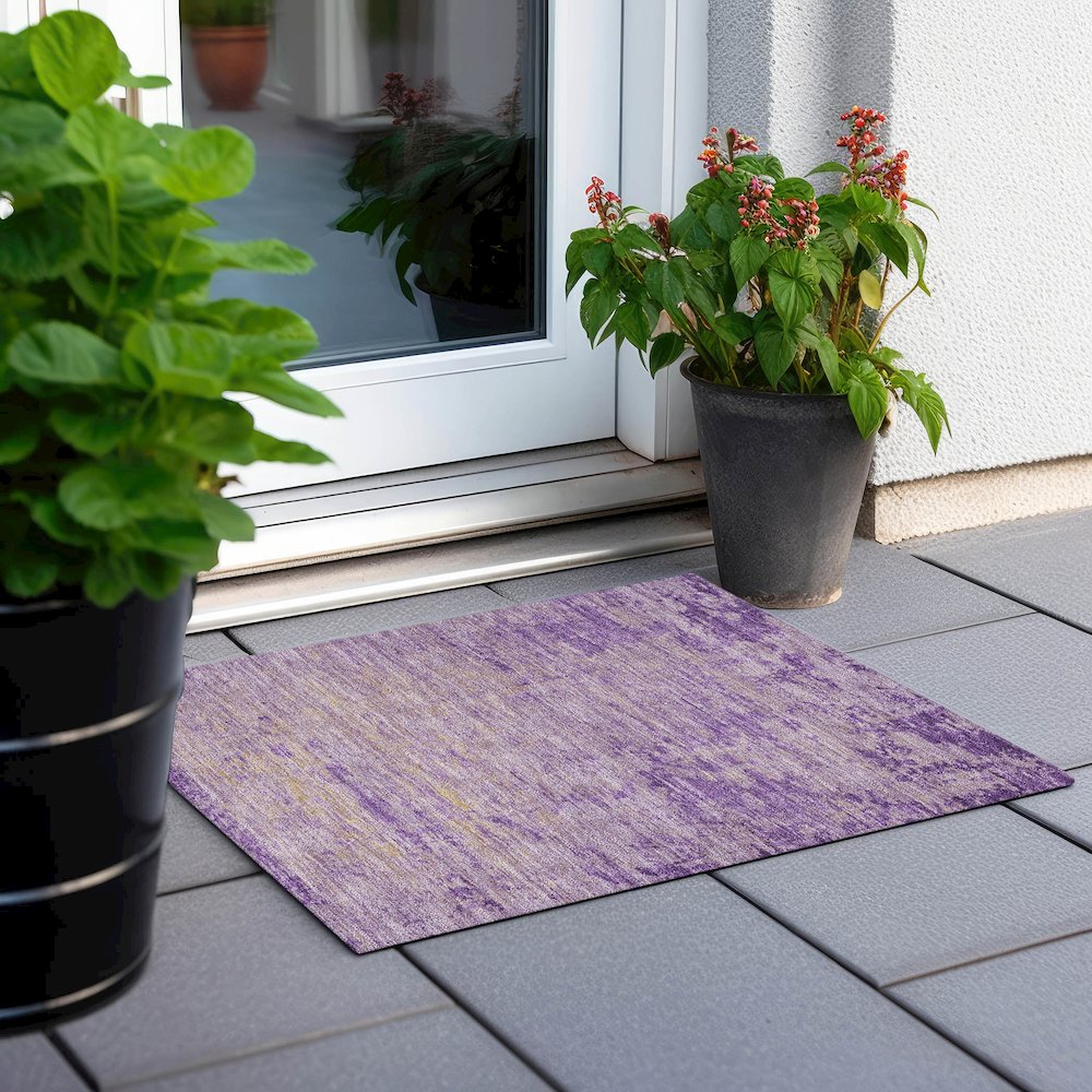 Machine Washable Indoor/Outdoor Chantille Purple 1'8" x 2'6" Rug. Picture 6