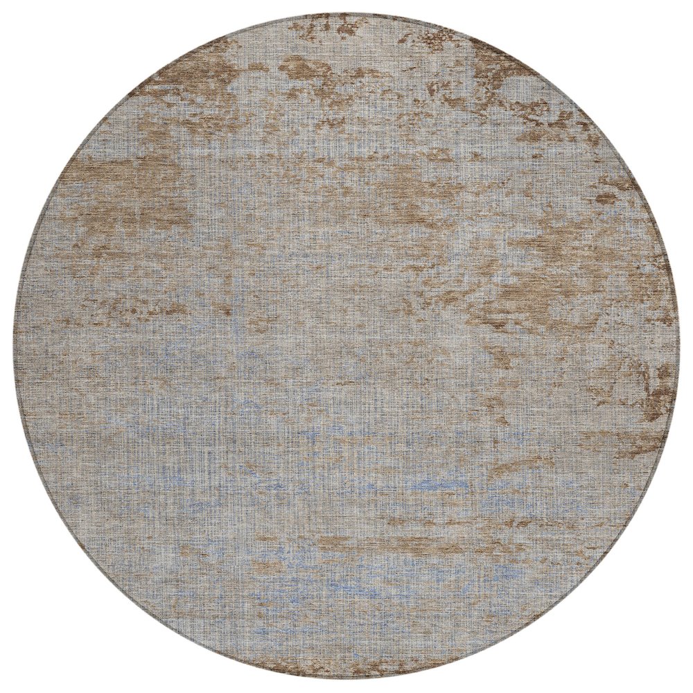 Machine Washable Indoor/Outdoor Chantille Taupe 8' x 8' Round Rug. Picture 1