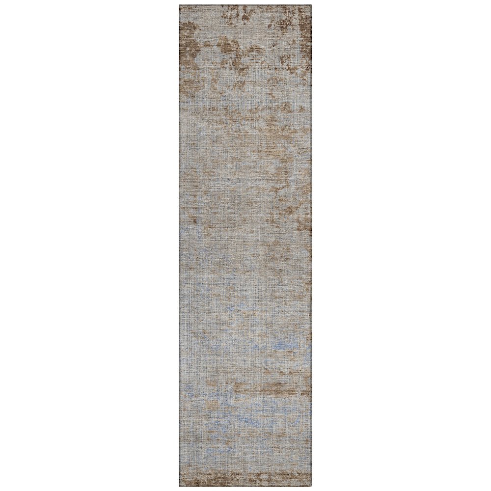 Machine Washable Indoor/Outdoor Chantille Taupe 2'3" x 7'6" Runner Rug. Picture 1