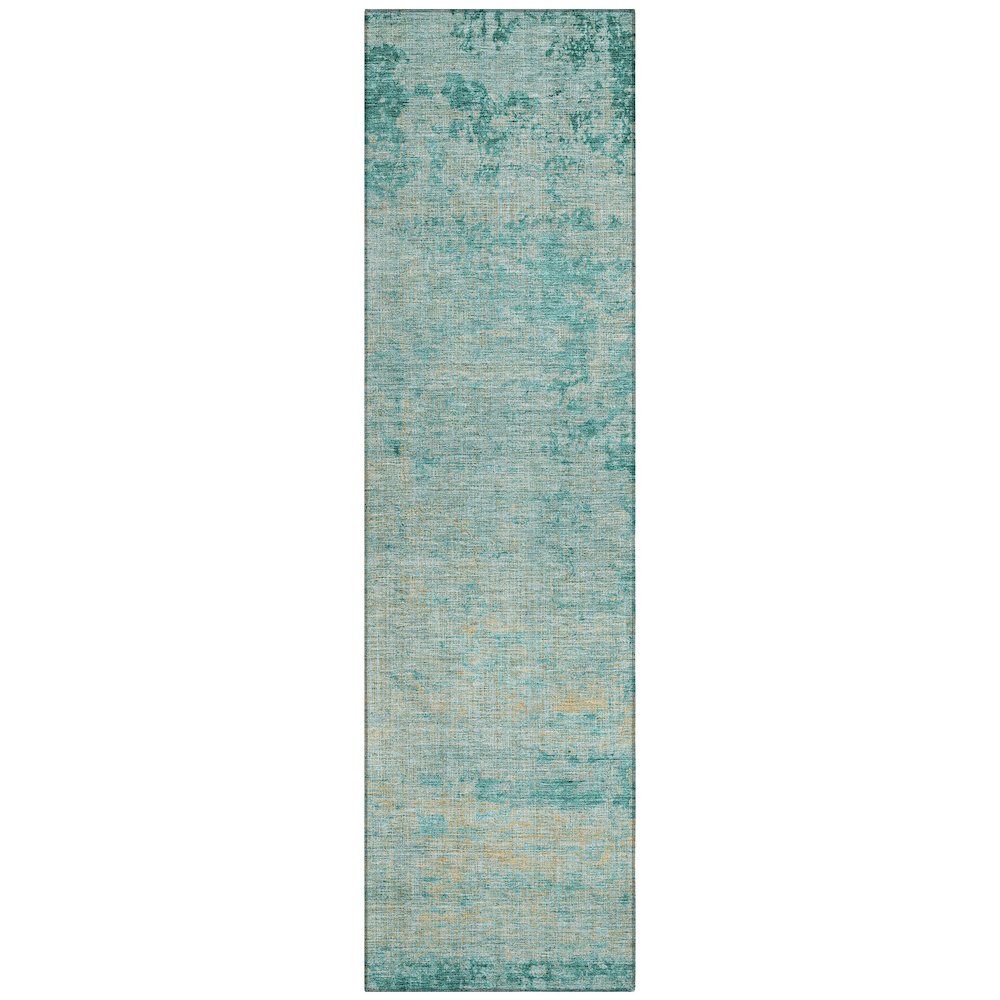 Machine Washable Indoor/Outdoor Chantille Teal 2'3" x 7'6" Runner Rug. Picture 1