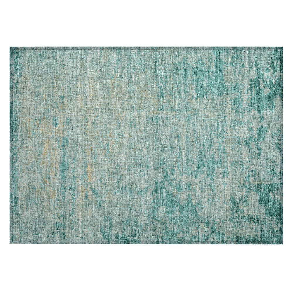 Machine Washable Indoor/Outdoor Chantille Teal 1'8" x 2'6" Rug. Picture 1