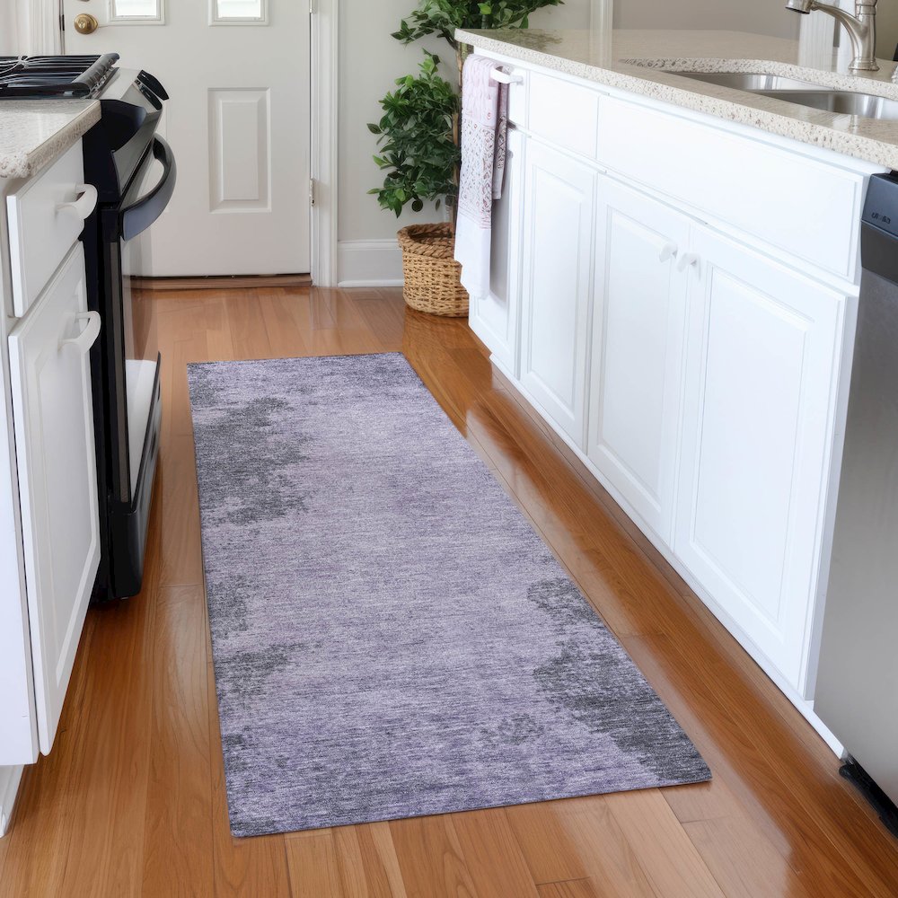 Machine Washable Indoor/Outdoor Chantille Purple 2'3" x 7'6" Runner Rug. Picture 5