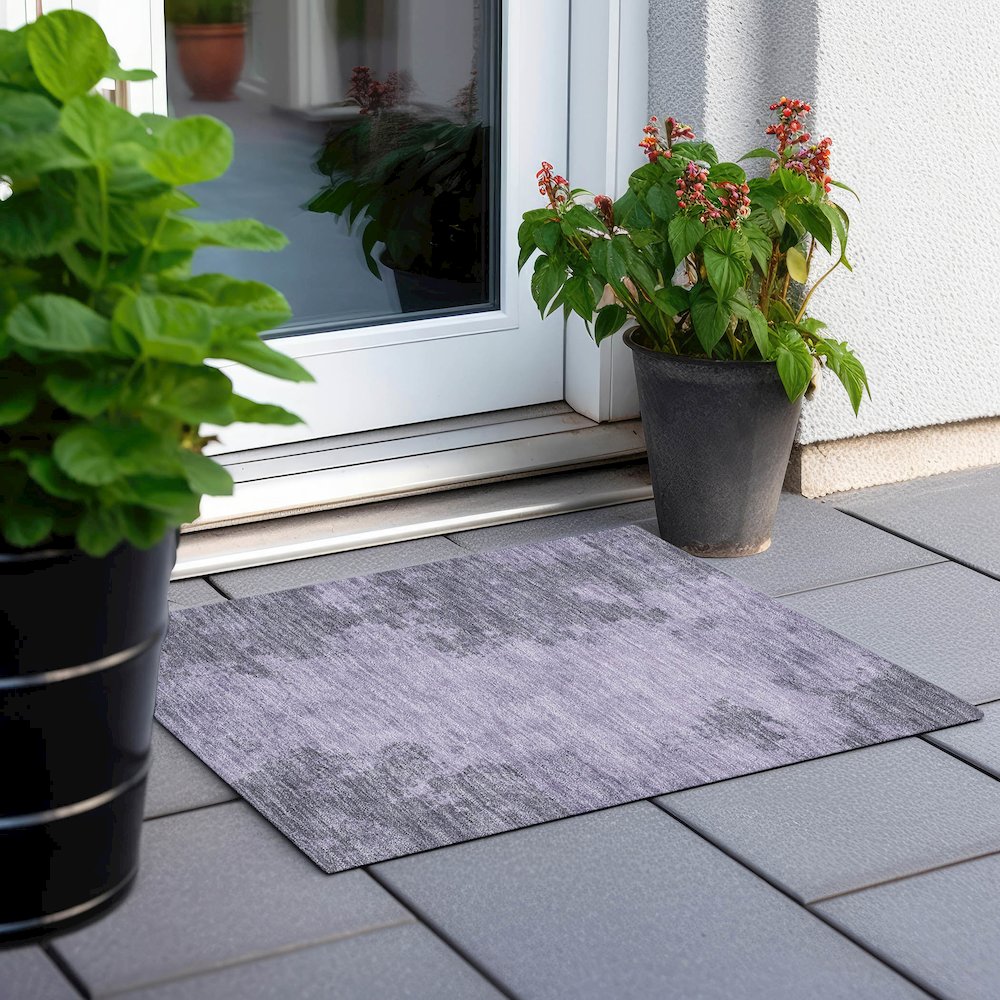 Machine Washable Indoor/Outdoor Chantille Purple 1'8" x 2'6" Rug. Picture 6
