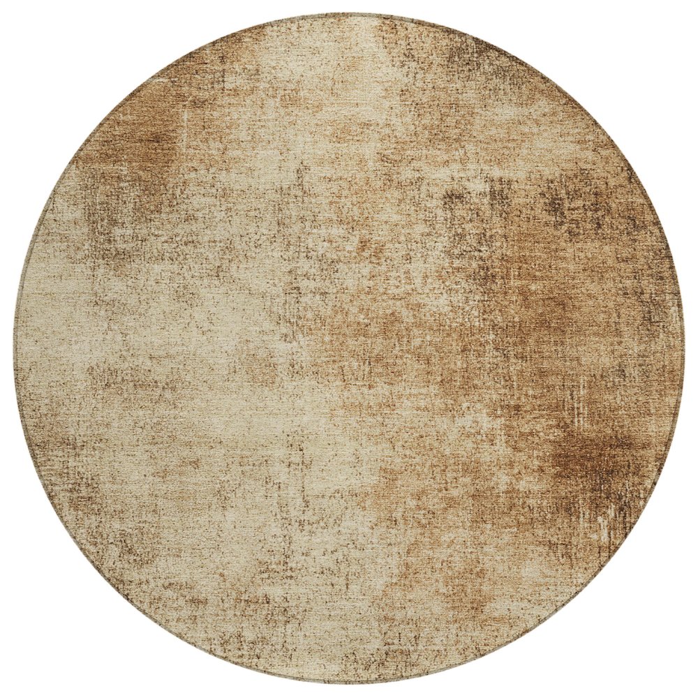 Machine Washable Indoor/Outdoor Chantille Beige 8' x 8' Round Rug. Picture 1
