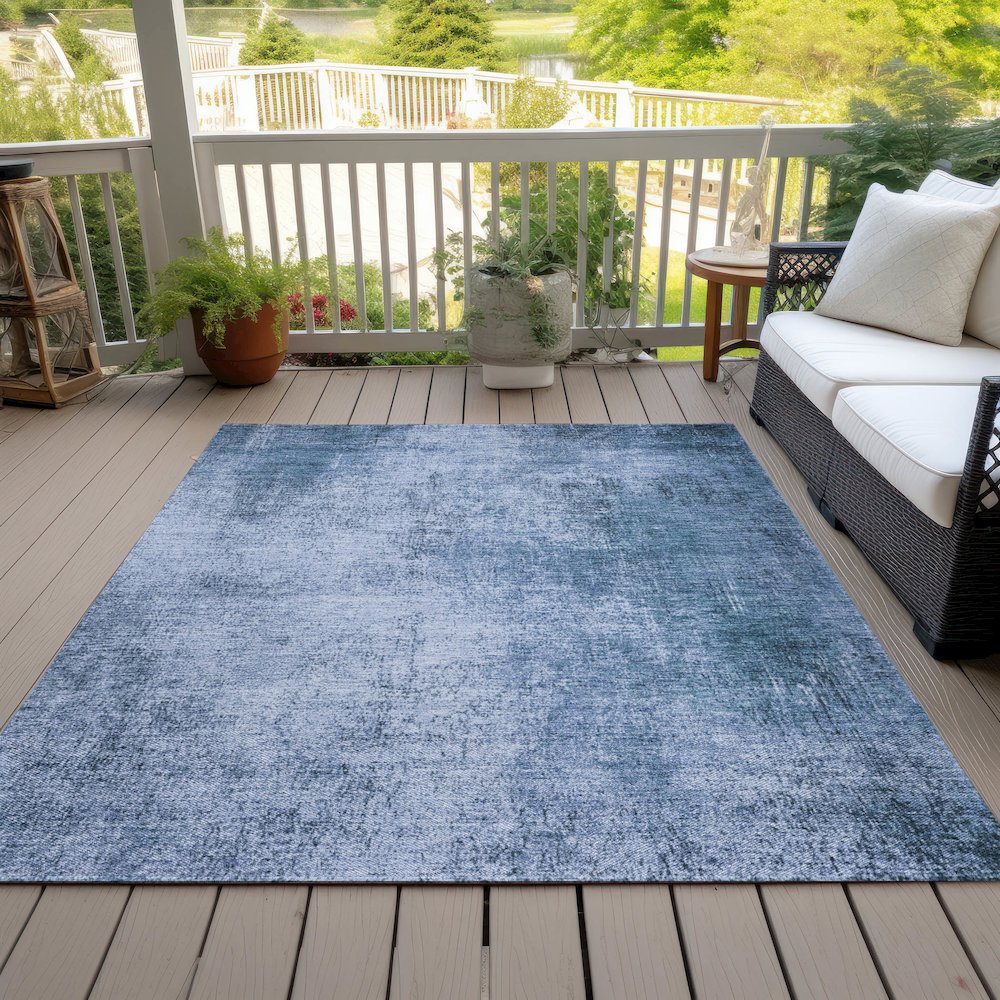 Machine Washable Indoor/Outdoor Chantille Blue 2'6" x 3'10" Rug. Picture 8