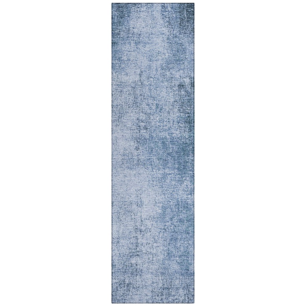 Machine Washable Indoor/Outdoor Chantille Blue 2'3" x 7'6" Runner Rug. Picture 1