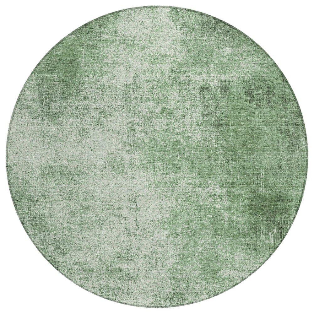 Machine Washable Indoor/Outdoor Chantille Green 8' x 8' Round Rug. Picture 1