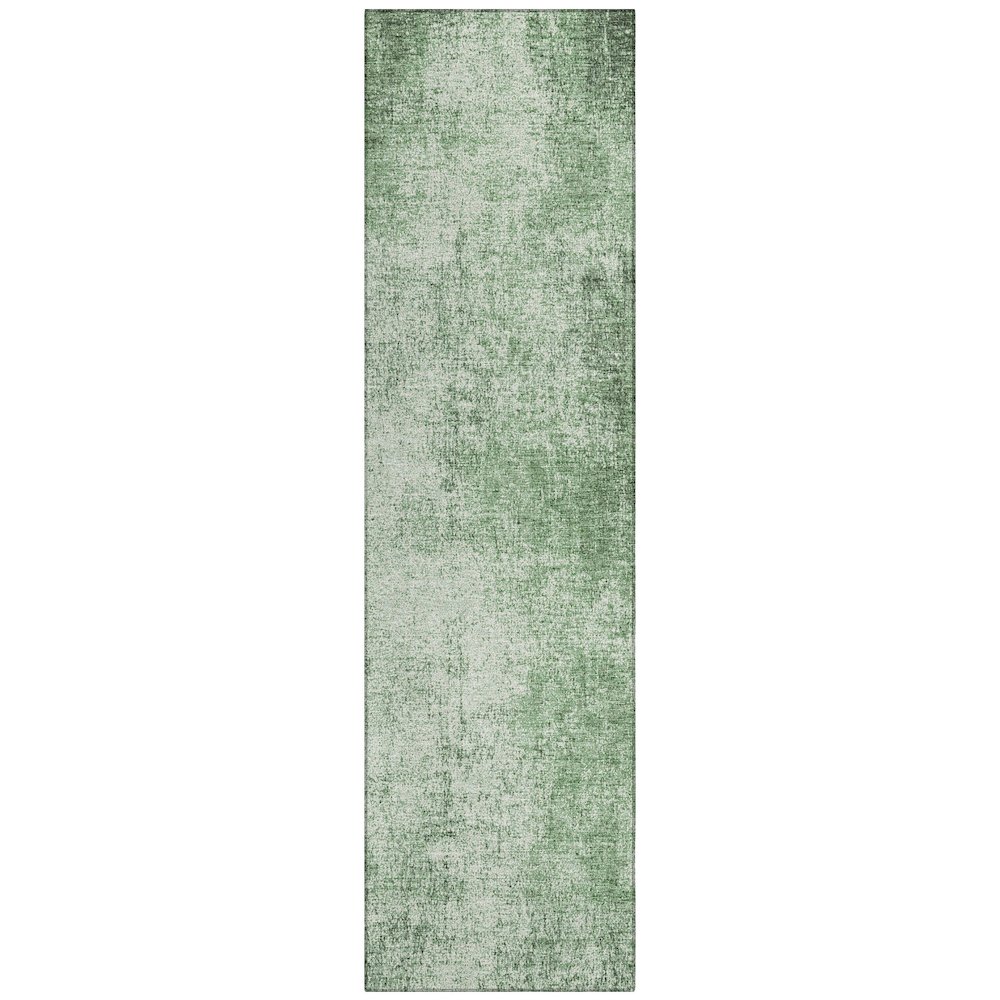 Machine Washable Indoor/Outdoor Chantille Green 2'3" x 7'6" Runner Rug. Picture 1