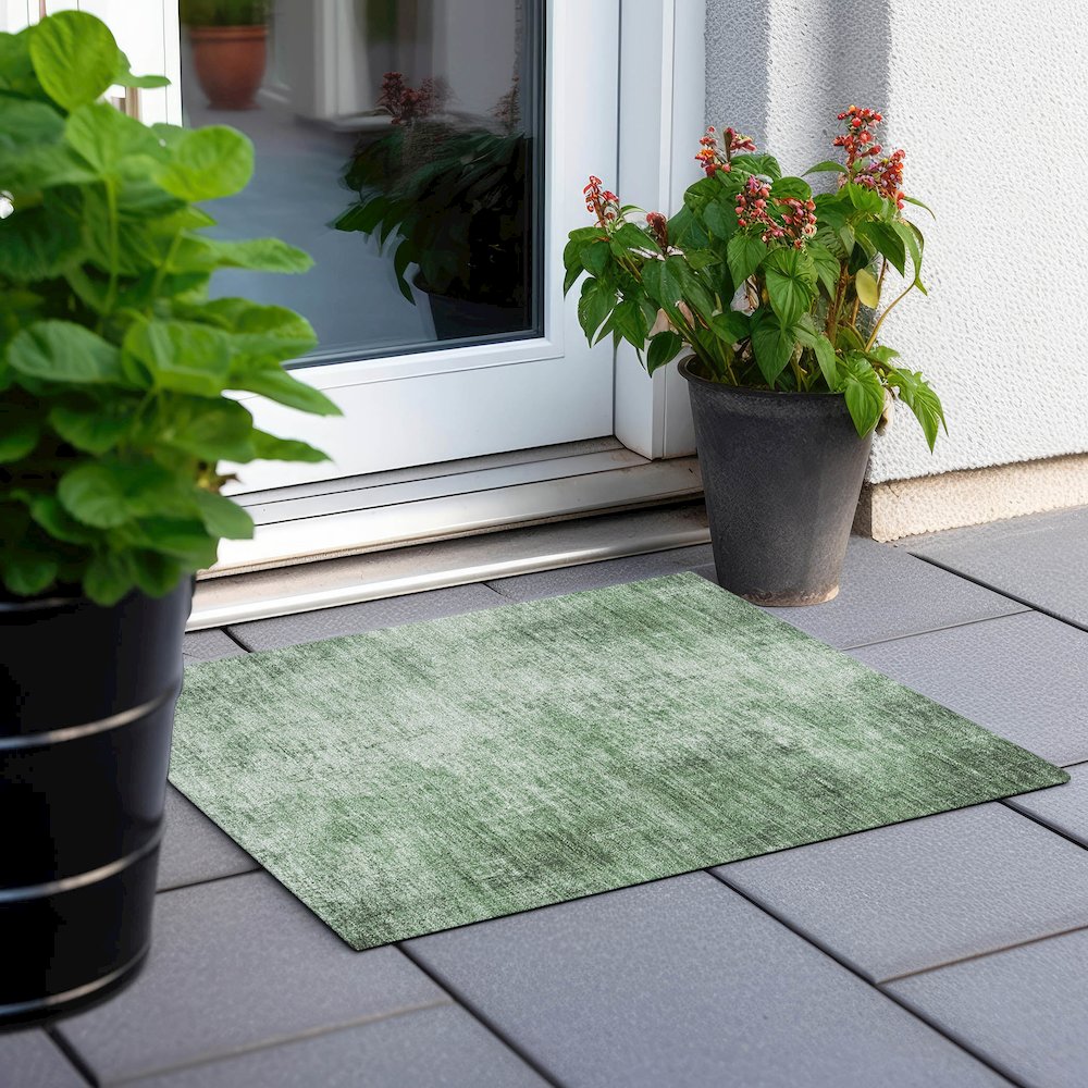 Machine Washable Indoor/Outdoor Chantille Green 1'8" x 2'6" Rug. Picture 6