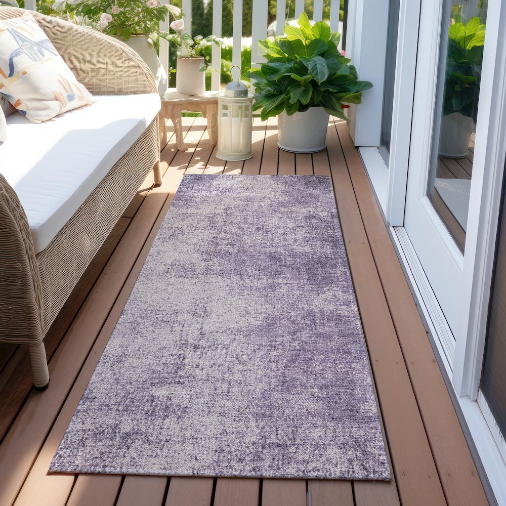 Machine Washable Indoor/Outdoor Chantille Lavender 2'3" x 7'6" Runner Rug. Picture 6