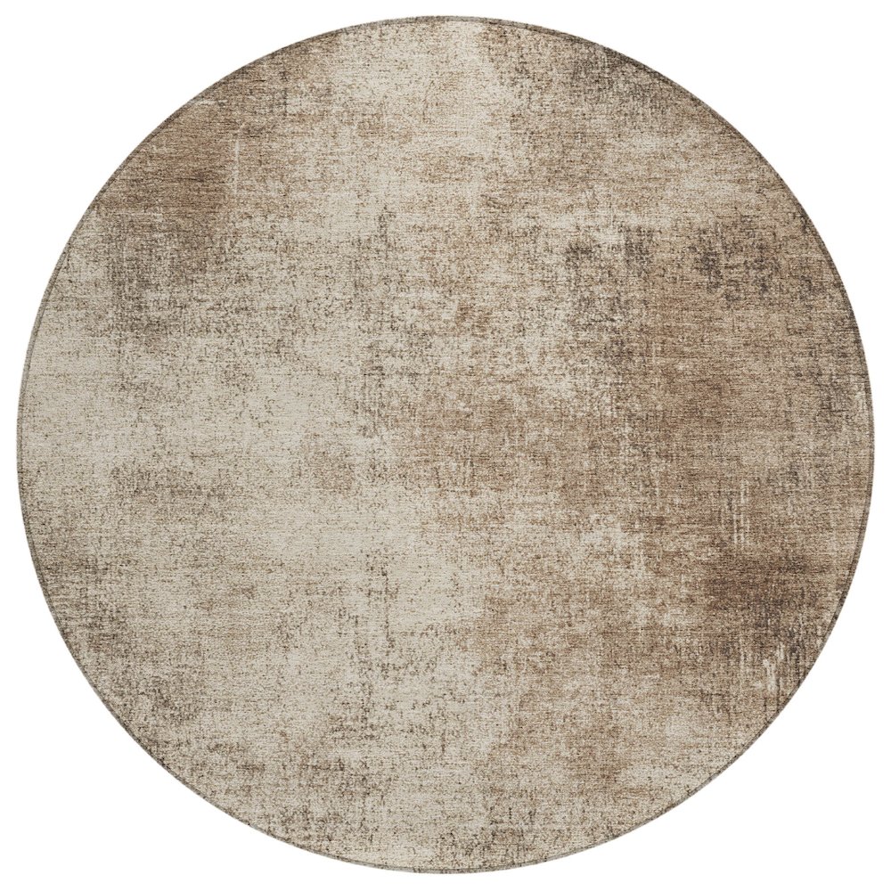 Machine Washable Indoor/Outdoor Chantille Taupe 8' x 8' Round Rug. Picture 1