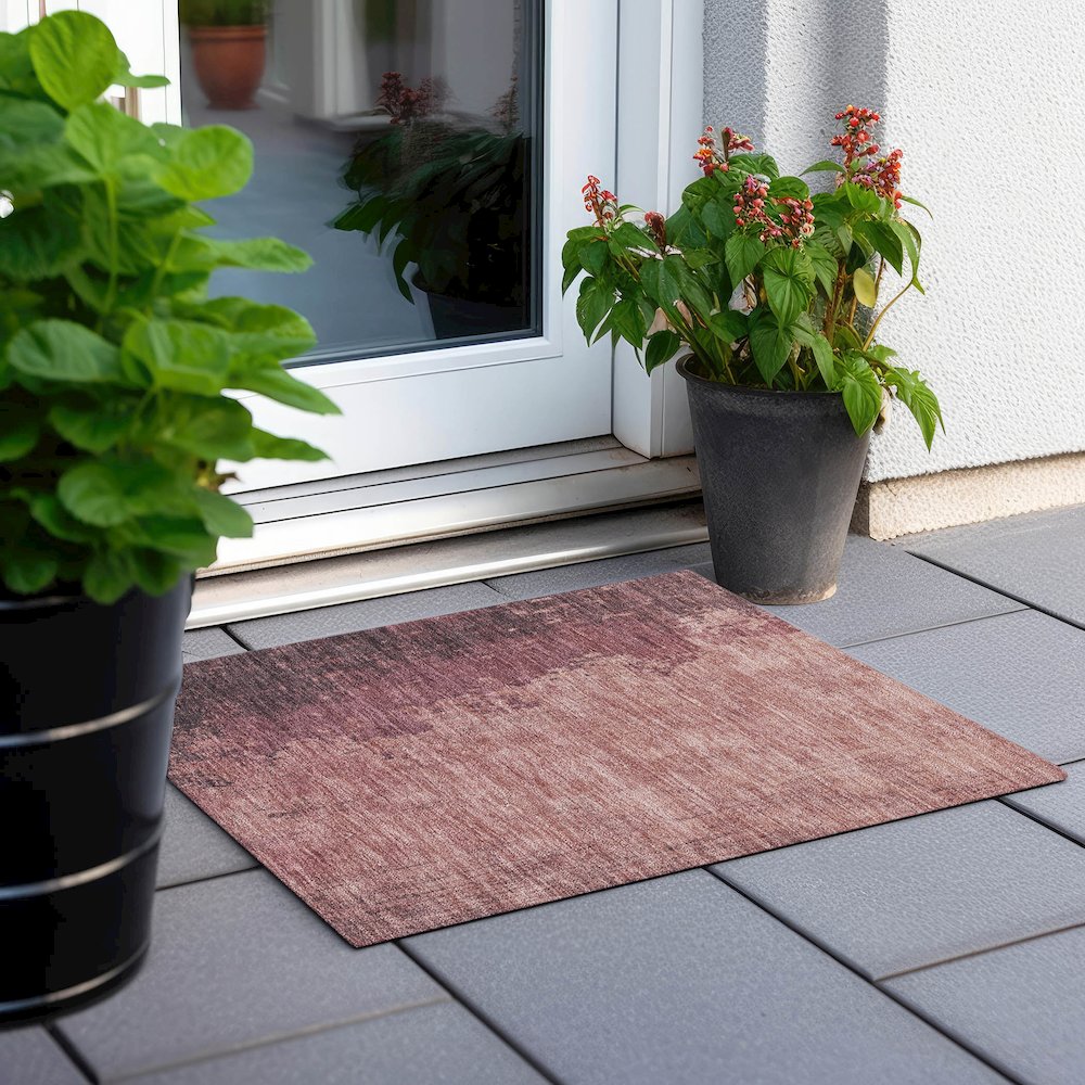 Machine Washable Indoor/Outdoor Chantille Coral 1'8" x 2'6" Rug. Picture 6
