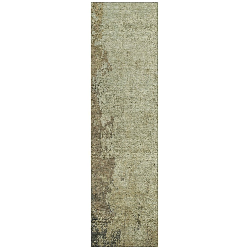 Machine Washable Indoor/Outdoor Chantille Olive 2'3" x 7'6" Runner Rug. Picture 1