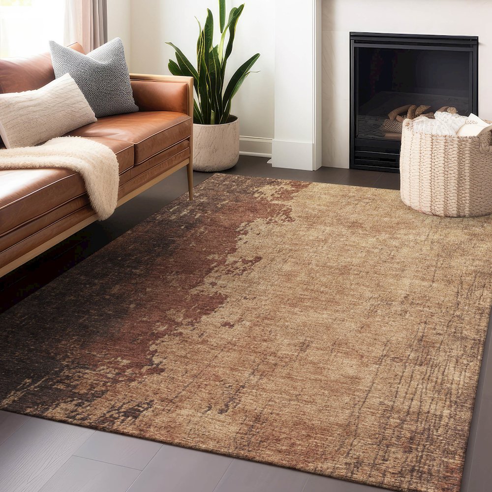Machine Washable Indoor/Outdoor Chantille Paprika 2'6" x 3'10" Rug. Picture 5