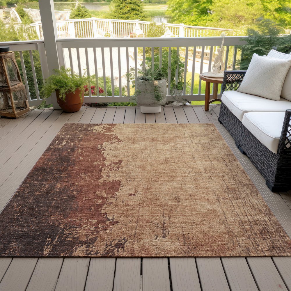 Machine Washable Indoor/Outdoor Chantille Paprika 2'6" x 3'10" Rug. Picture 8
