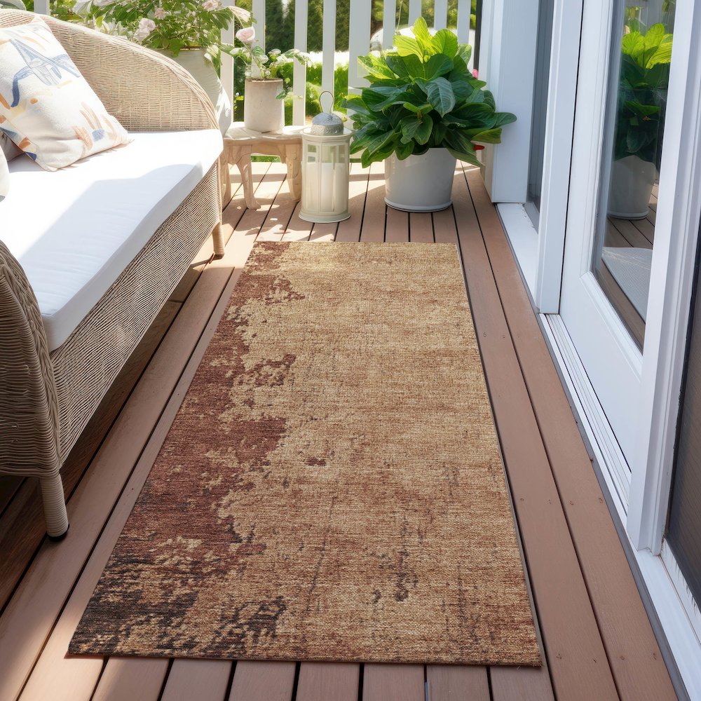 Machine Washable Indoor/Outdoor Chantille Paprika 2'3" x 7'6" Runner Rug. Picture 6