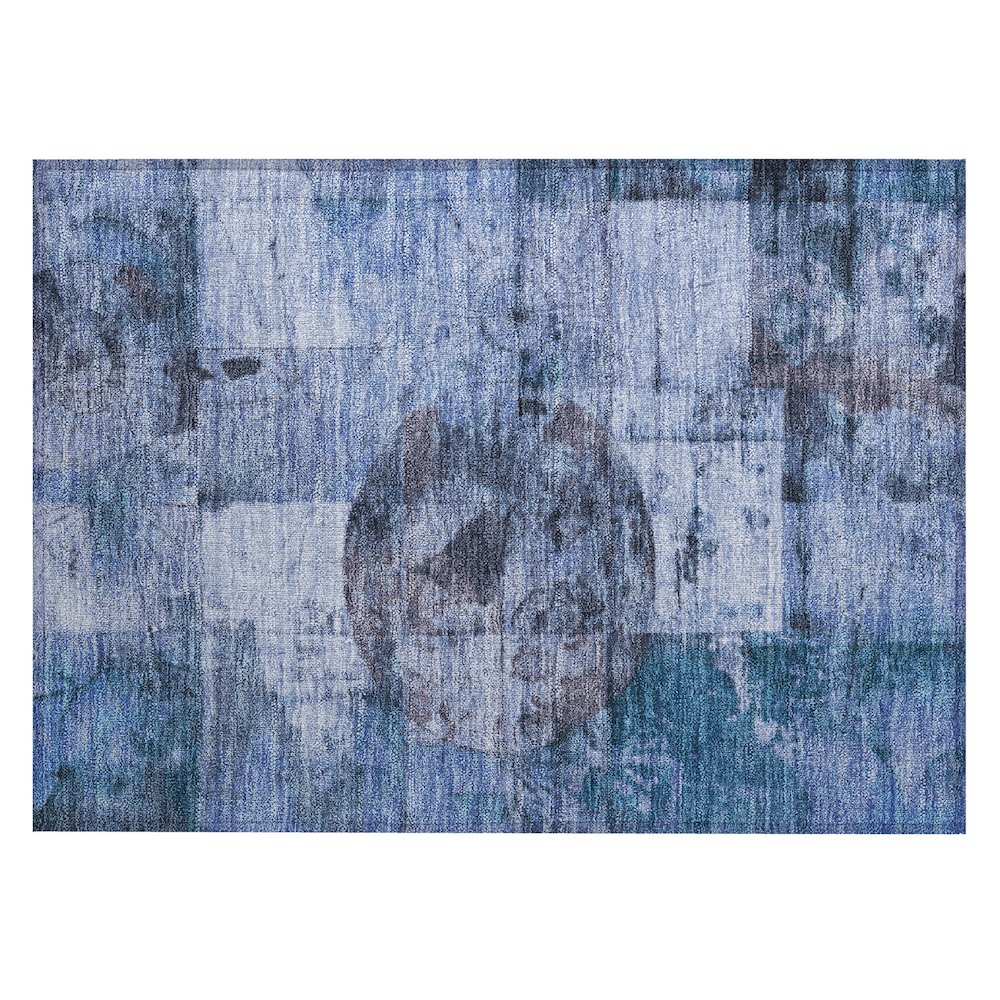 Machine Washable Indoor/Outdoor Chantille Blue 1'8" x 2'6" Rug. Picture 1