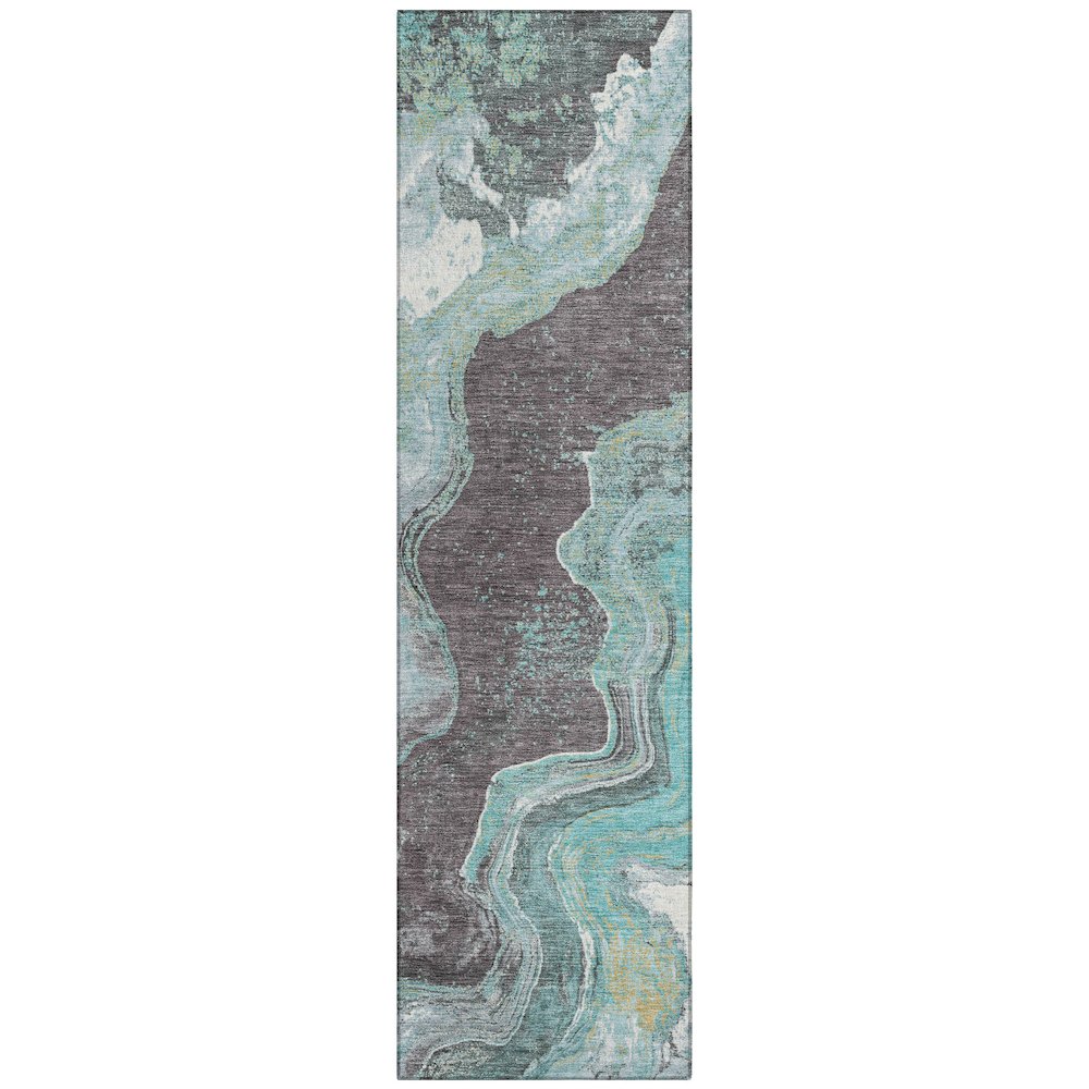 Machine Washable Indoor/Outdoor Chantille Teal 2'3" x 7'6" Runner Rug. Picture 1