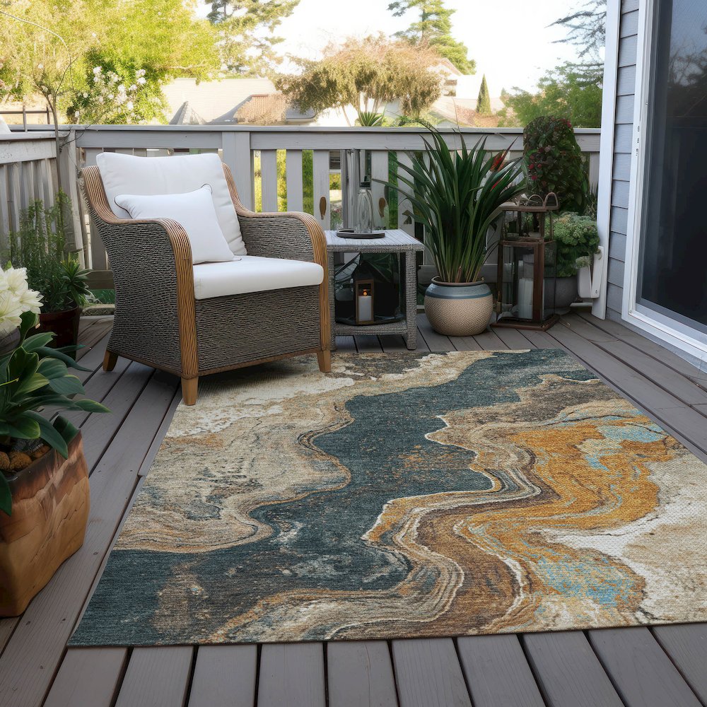 Machine Washable Indoor/Outdoor Chantille Wheat 2'6" x 3'10" Rug. Picture 7