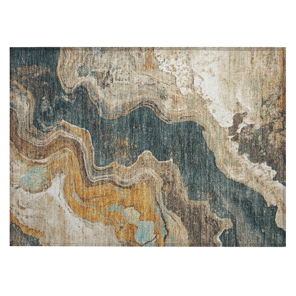 Machine Washable Indoor/Outdoor Chantille Wheat 1'8" x 2'6" Rug. Picture 1