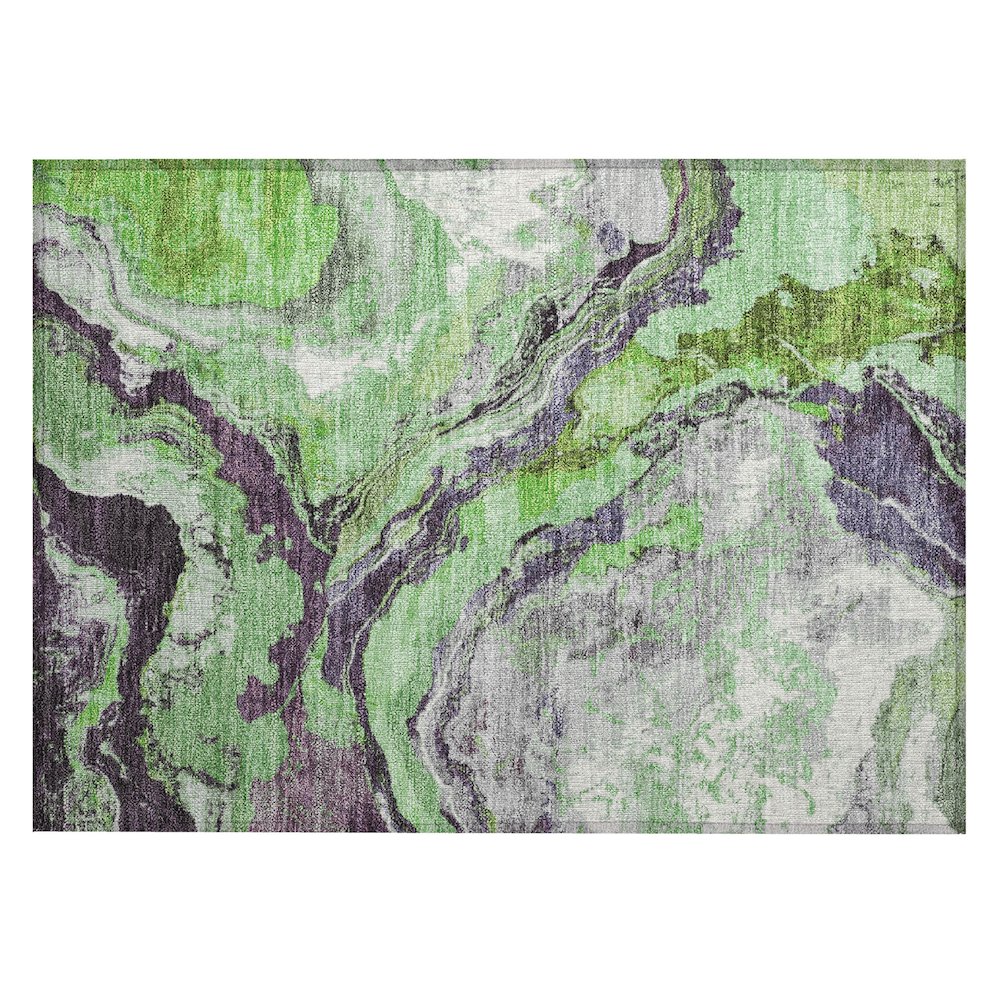 Machine Washable Indoor/Outdoor Chantille Green 1'8" x 2'6" Rug. Picture 1