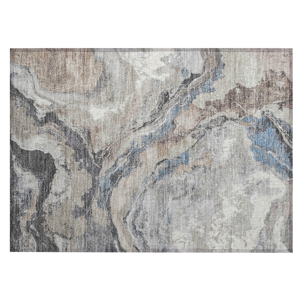 Machine Washable Indoor/Outdoor Chantille Taupe 1'8" x 2'6" Rug. Picture 1